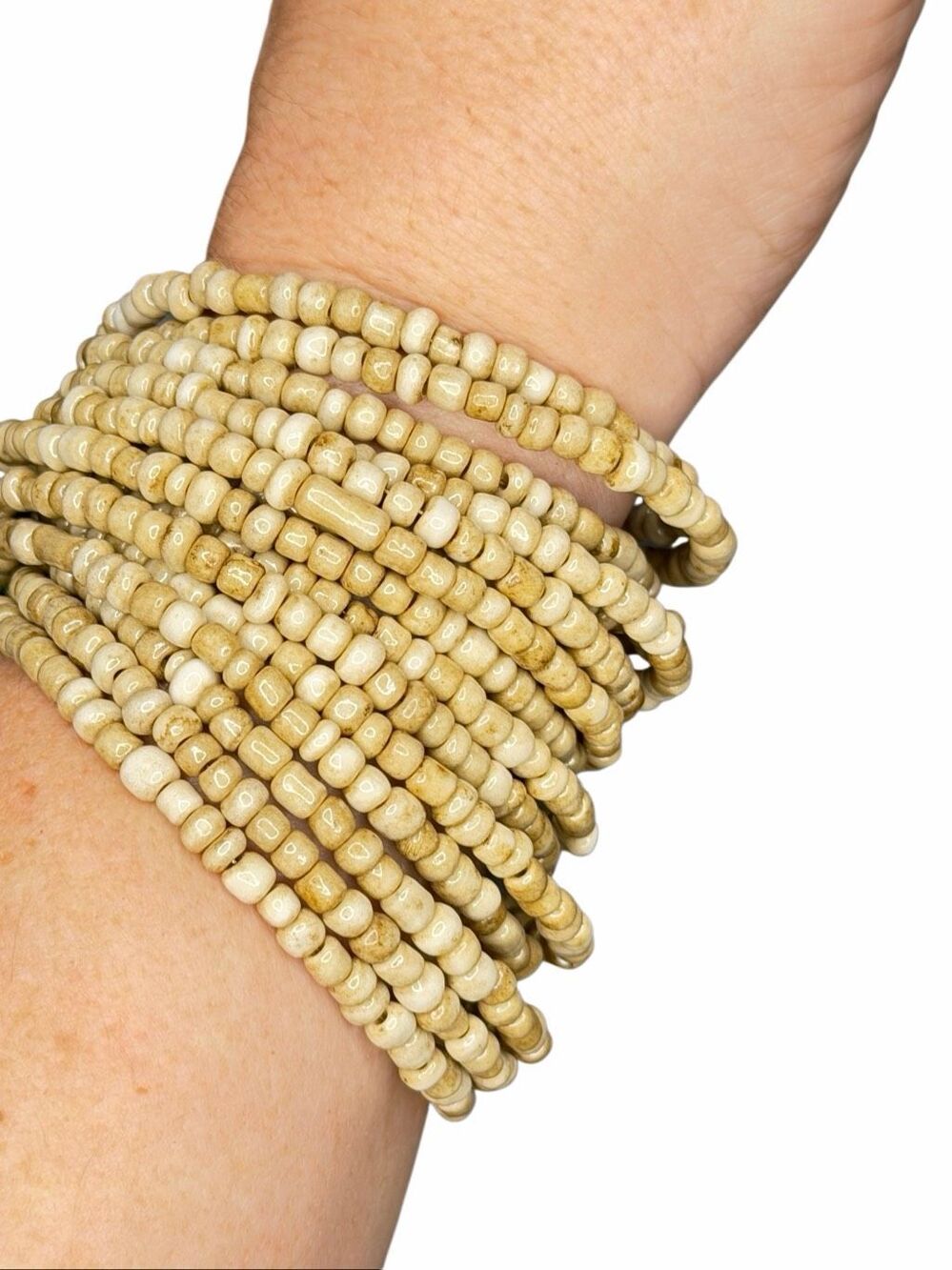 NWT Tan / Beige Beaded Cuff Bracelet